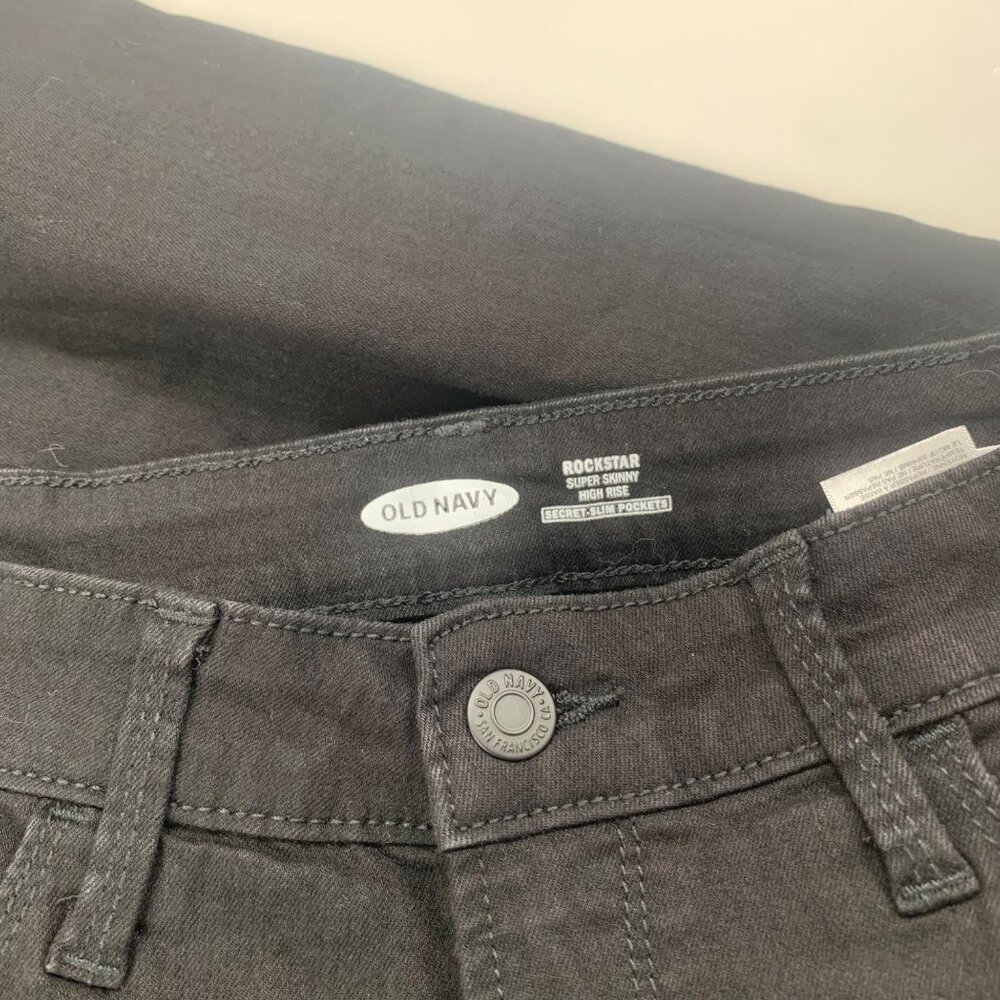 Old Navy Rockstar Super Skinny Jeans Women's Size 6 Black Denim High Rise - Picture 3 of 8